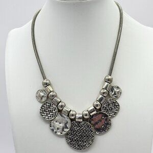 Erica Lyons Silver Tone Necklace With Coin Shaped Dangles.
